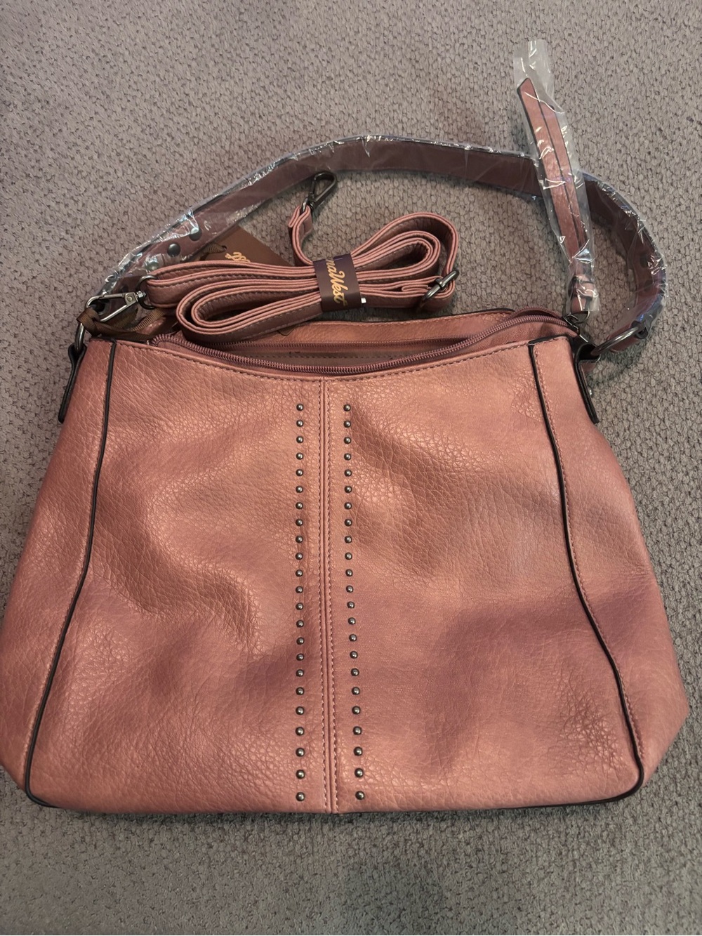 Montana West Rose Pink Stud-Trimmed Shoulder Bag